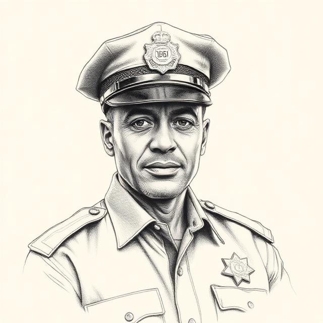 Pencil portrait of Officer Bullock